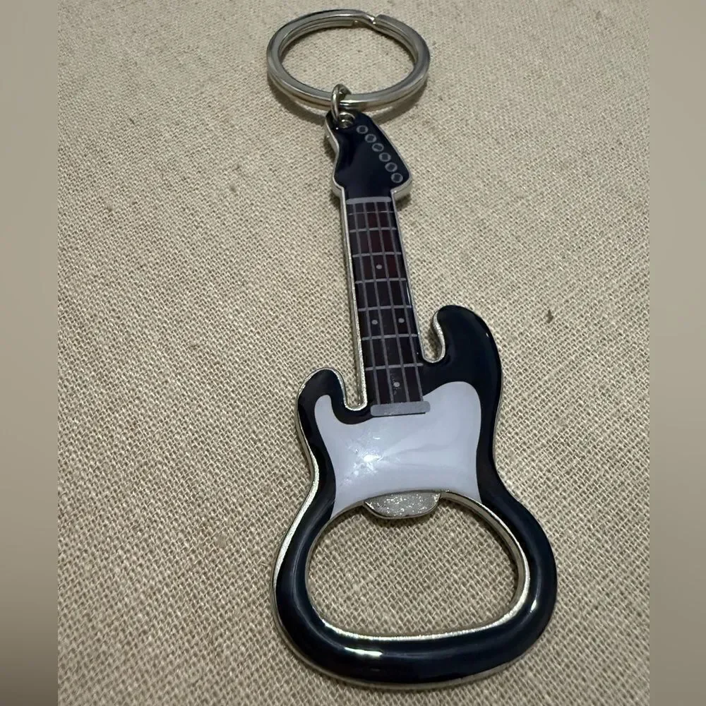 Electric Guitar Keychain Bottle Opener – Rock Music Lover Gift in Black …